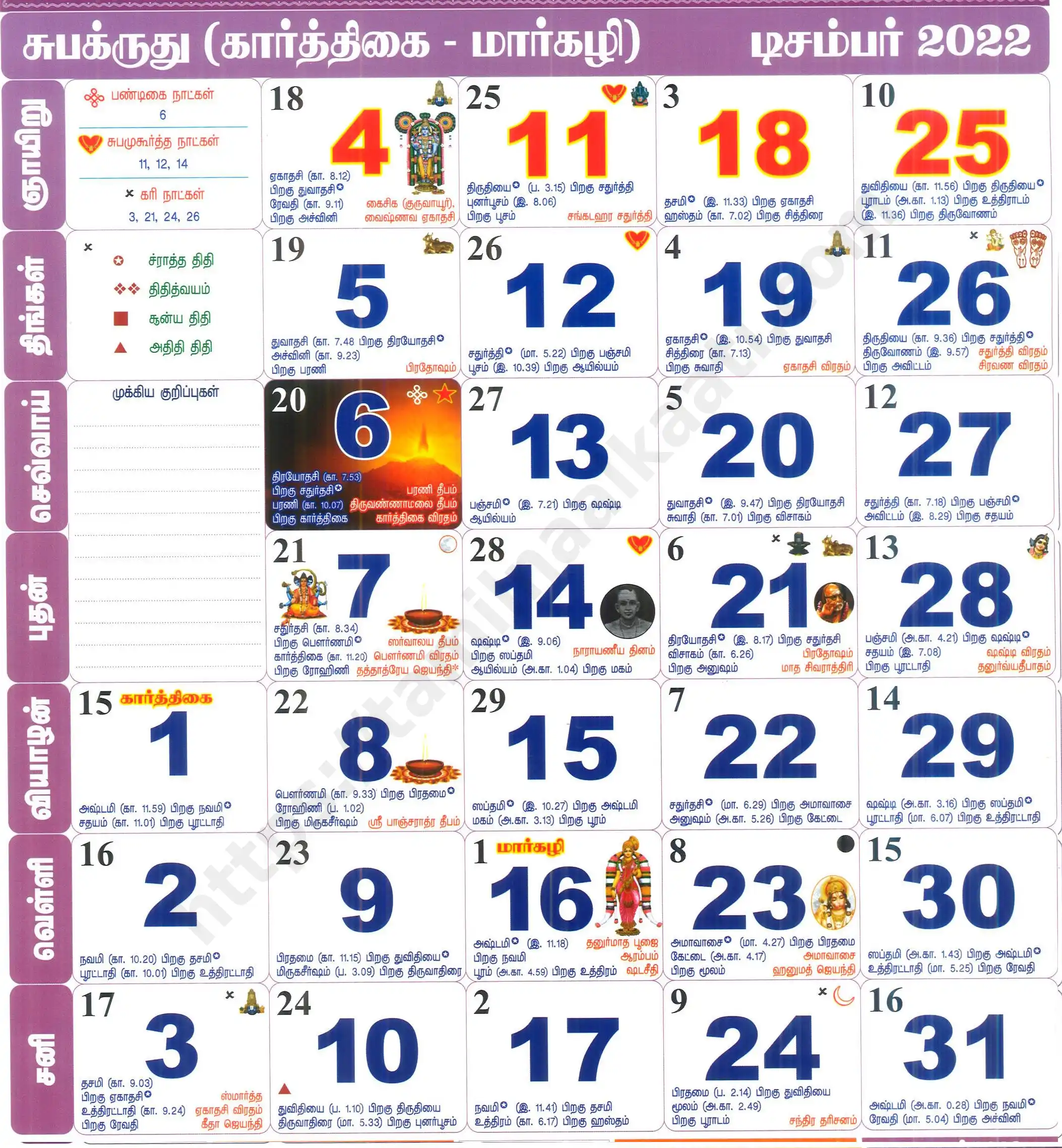 Tamil Monthly Calendar 2022 December Month Calendar 2022 | New Year 2022 Calendar Tamil |  Tamilnaalkaati - தமிழ் நாள் காட்டி | Monthly Calendar